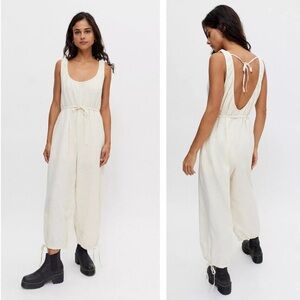 Urban Outfitters Cream Tie-Back Jumpsuit
